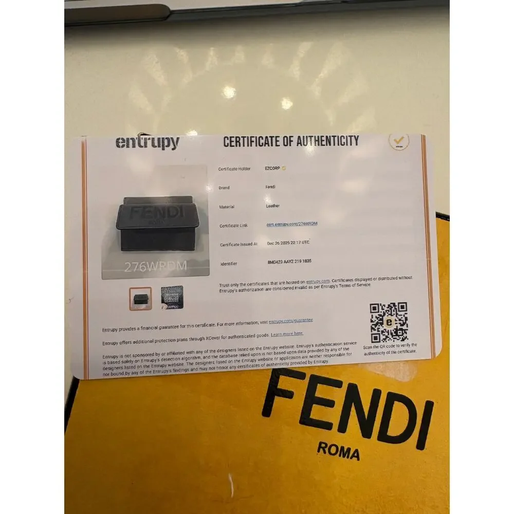 Fendi Roma Leather Card Holder Wallet Debossed Logo - Picture 6 of 6